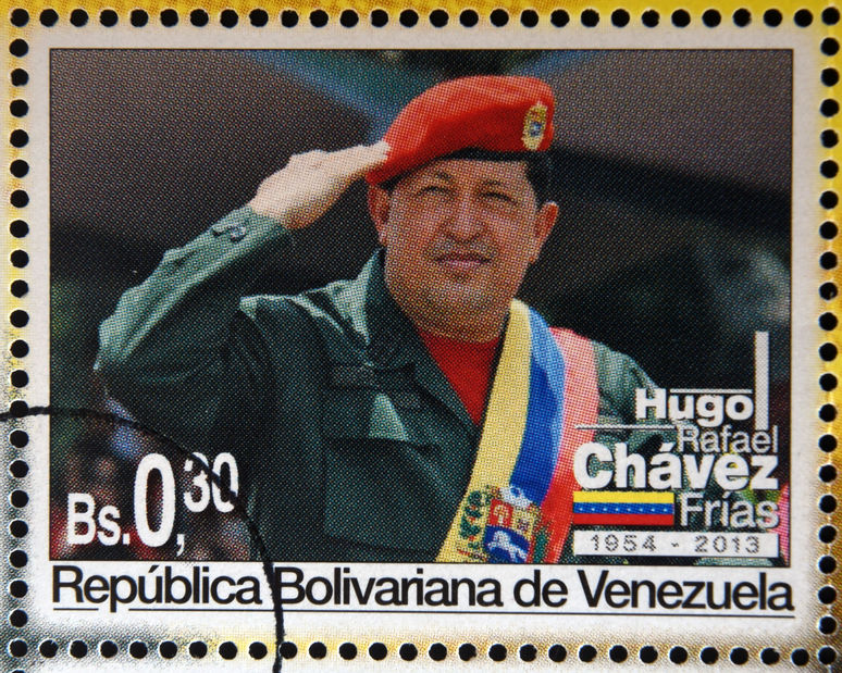 BOLIVARIAN REPUBLIC OF VENEZUELA CIRCA 2013: A stamp printed in Venezuela shows Hugo Rafael Chavez (1954 2013), President of Venezuela, circa 2013 BOLIVARIAN REPUBLIC OF VENEZUELA CIRCA 2013: A stamp printed in Venezuela shows Hugo Rafael Chavez (1954 2013), President of Venezuela, circa 2013