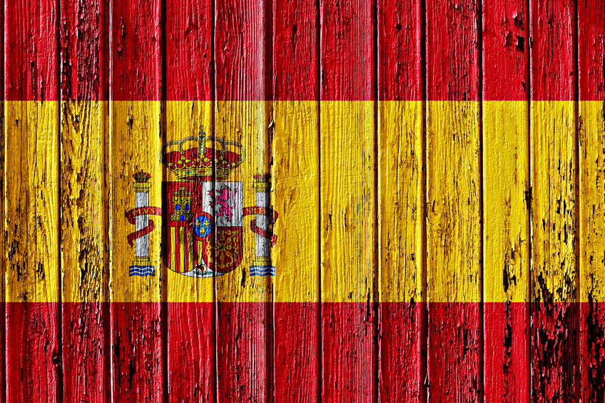 flag of Spain painted on wooden frame flag of Spain painted on wooden frame
