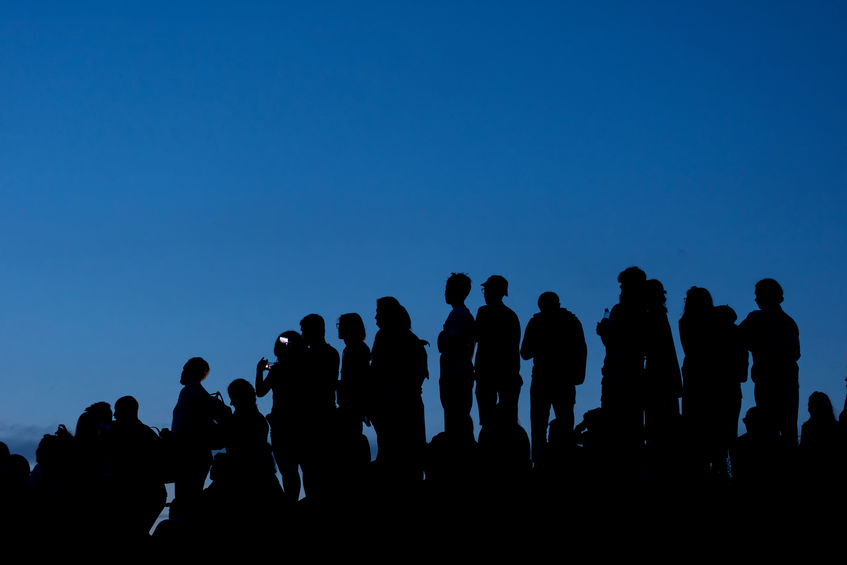 Silhouette of concert crowd