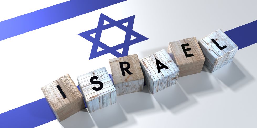 Israel wooden cubes and country flag 3D illustration