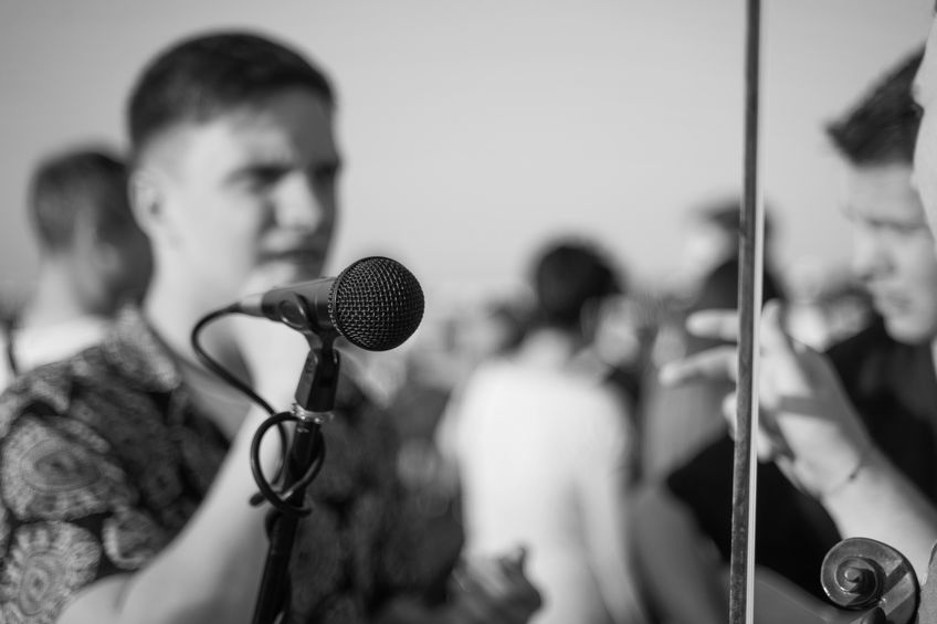 Retro microphone for outdoor concert party.