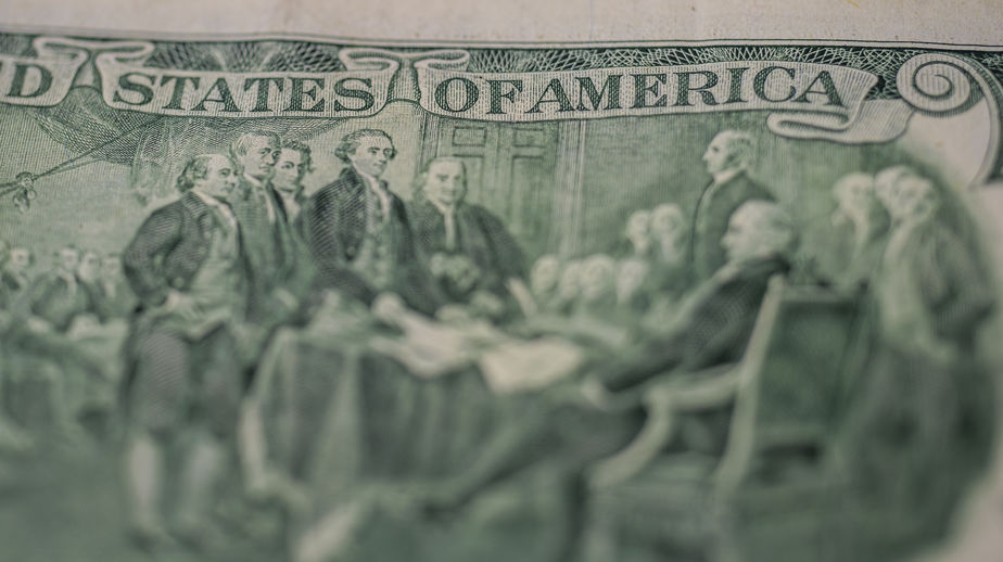 american dollars. close up of a fragment of american money