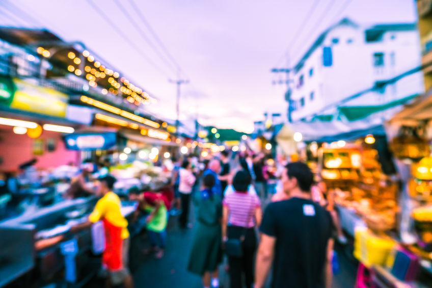 Abstract blur hua hin night market street