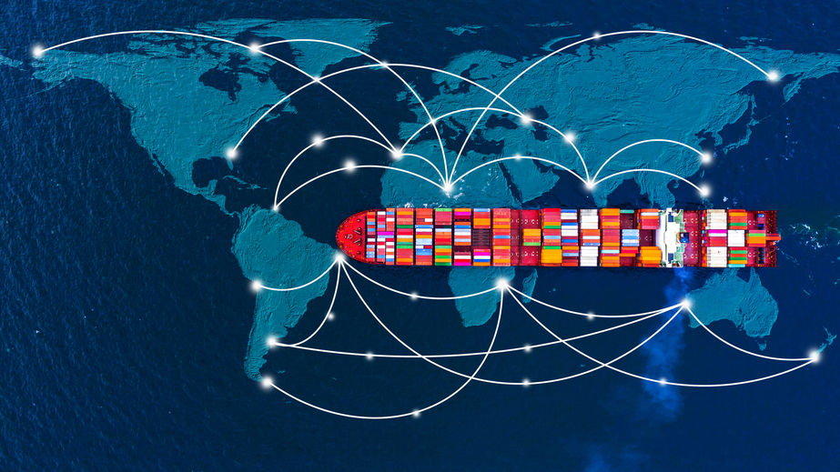 Container ship carrying container for business freight shipping