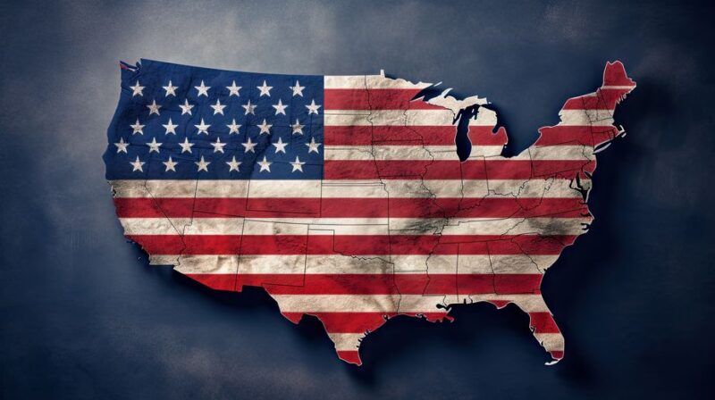 USA National flag in form of map