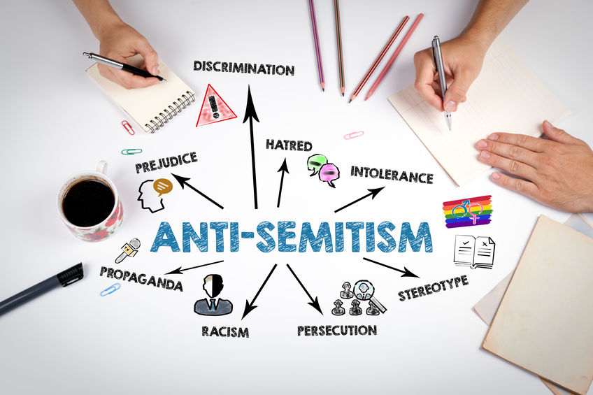Anti semitism Concept. The meeting at the white office table