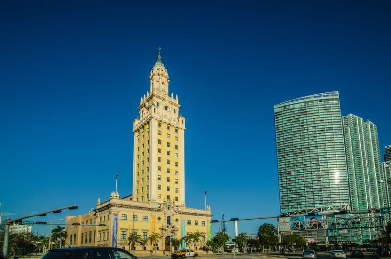 miami florida city skyline and streets