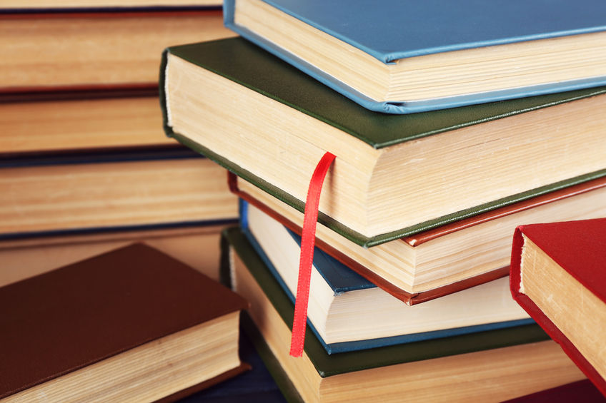 Pile of books, close up