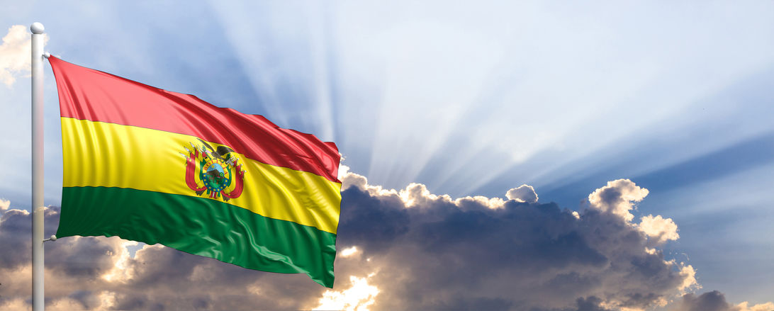 Bolivia flag on blue sky. 3d illustration