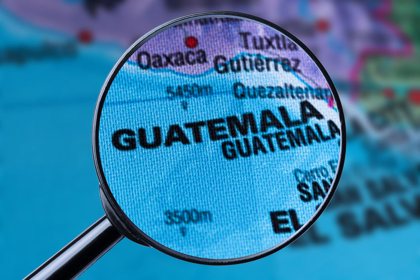 Map of GUATEMALA through magnifying glass.