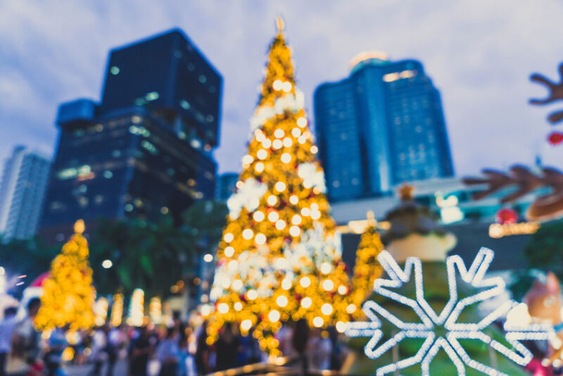 abstract blur and defocused lighting on christmas tree in christ