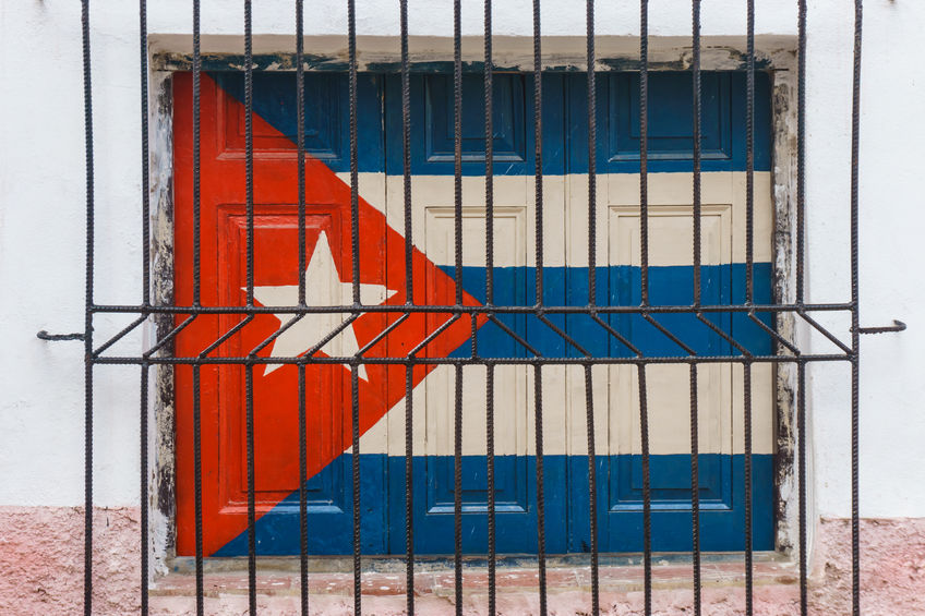 cuban flag painted on a window